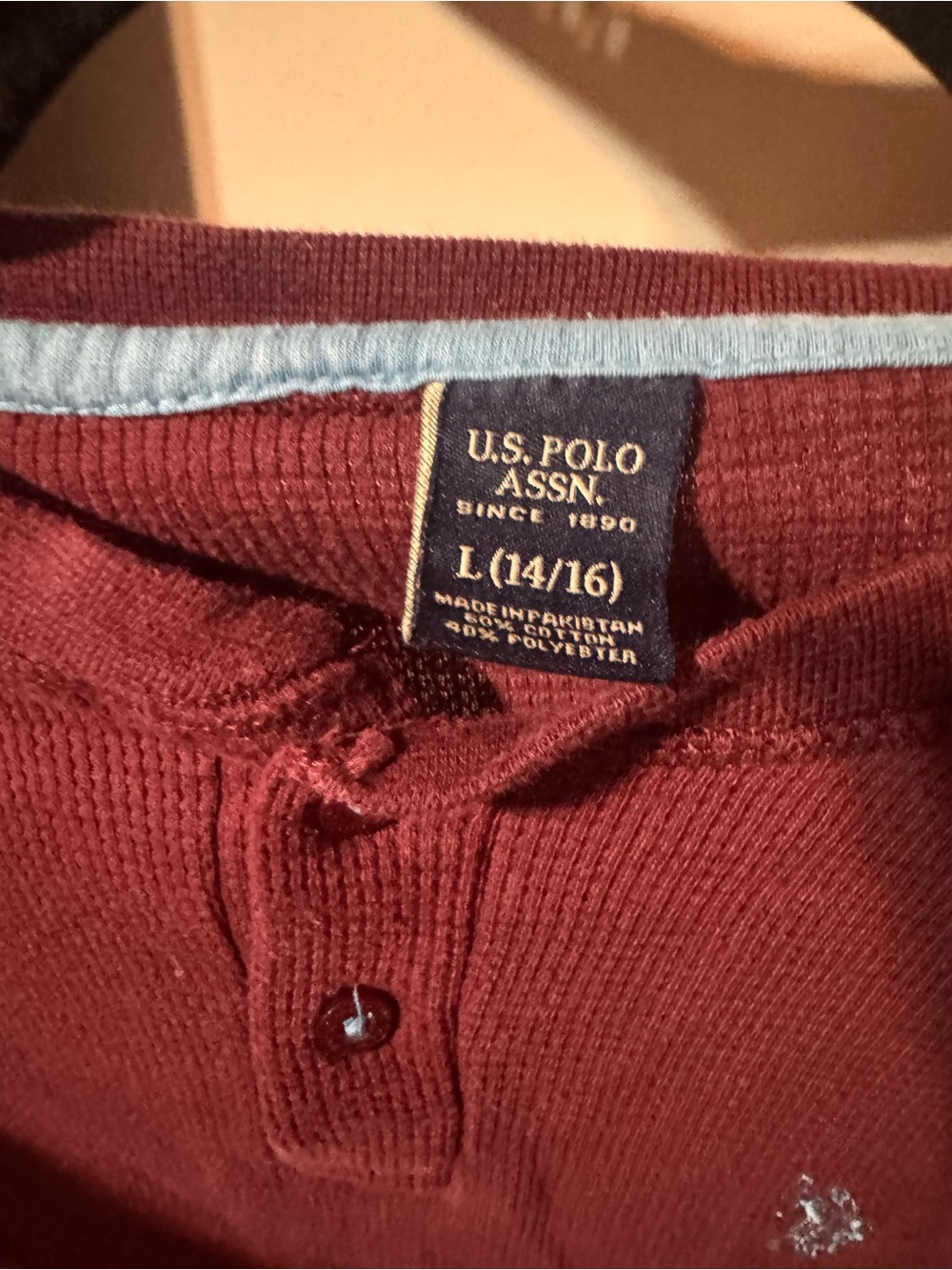 U.S. Polo Assn. Burgundy Ribbed Henley Top